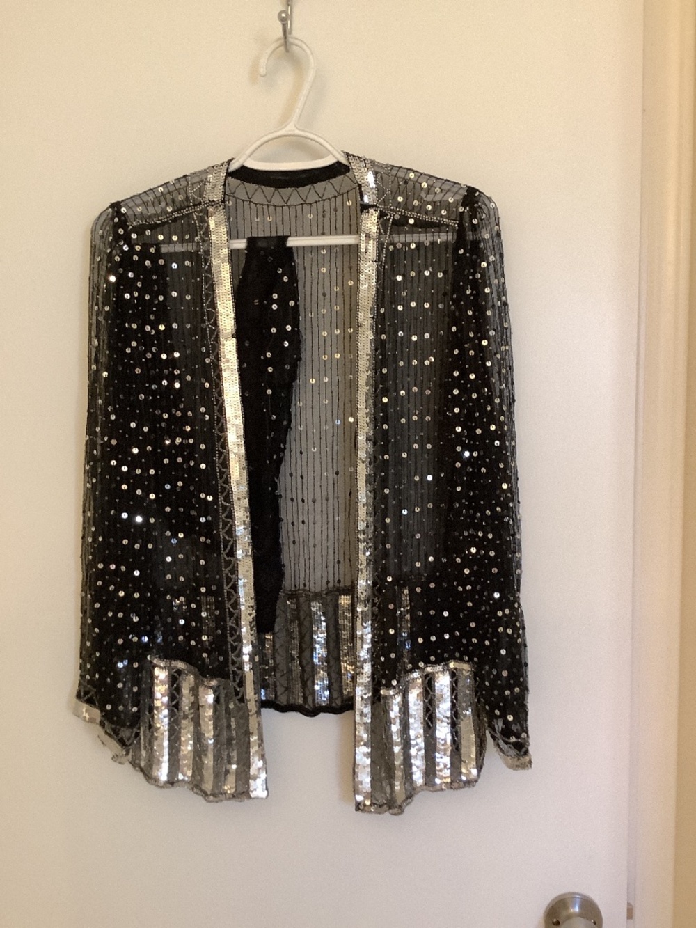Sequined jacket with belt